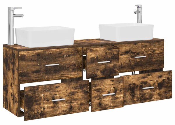 Sada koupelnových skříněk 3 ks Kouřový dub 136 x 35 x 80 cm 3405863