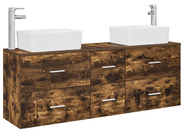 Sada koupelnových skříněk 3 ks Kouřový dub 136 x 35 x 80 cm 3405863