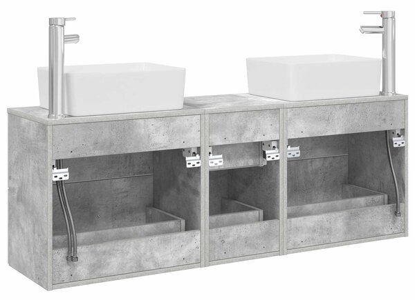 Sada koupelnových skříněk 3 ks Betonově šedá 136 x 35 x 80 cm 3405862