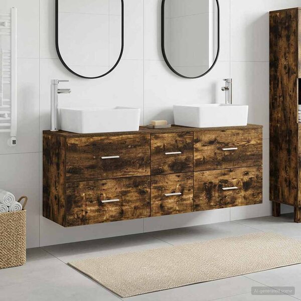 Sada koupelnových skříněk 3 ks Kouřový dub 136 x 35 x 80 cm 3405863