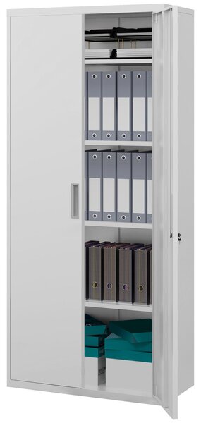 HOMCOM Skříň na dokumenty, kancelářská skříň se 2 dveřmi, 5úrovňová multipurpose skříň s nastavitelností polic, ocelová úložná skříň, pro domácí kance