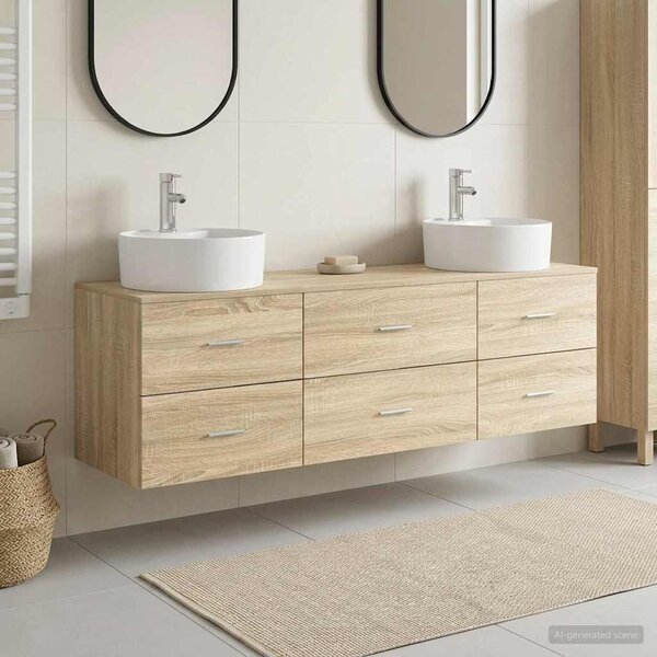 Sada koupelnových skříněk 3 ks Dub sonoma 161.5 x 44.5 x 82 cm 3405869