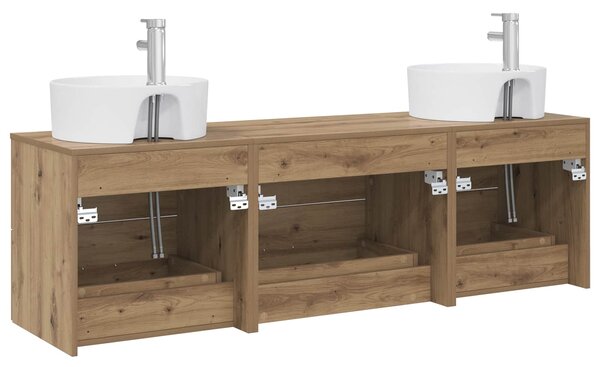 Sada koupelnových skříněk 3 ks Dub artisan 161.5 x 44.5 x 82 cm 3405874