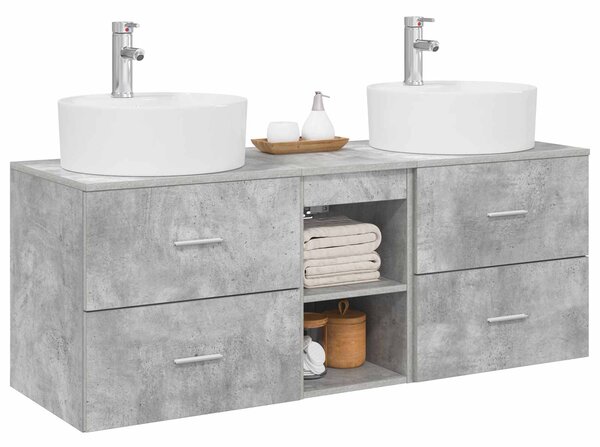 Sada koupelnových skříněk 3 ks Betonově šedá 129 x 44,5 x 82 cm 3405878