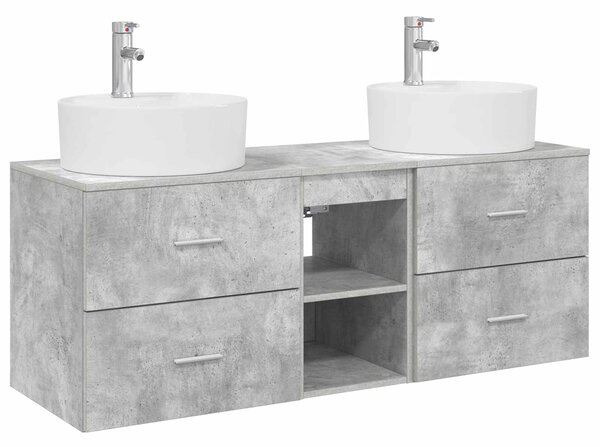 Sada koupelnových skříněk 3 ks Betonově šedá 129 x 44,5 x 82 cm 3405878