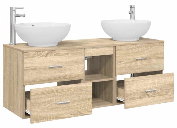 Sada koupelnového nábytku 3 ks Dub sonoma 129 x 44,5 x 80 cm 3405901