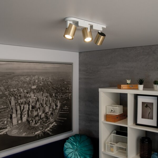 Kanlux 38966 - Bodové svítidlo LAURIN 3xGU10/10W/230V mosaz/bílá