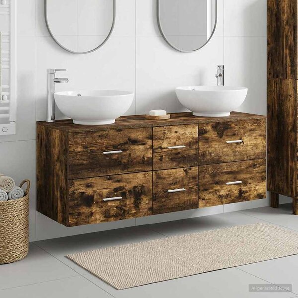Sada koupelnového nábytku 3 ks Kouřový dub 129 x 44,5 x 80 cm 3405911
