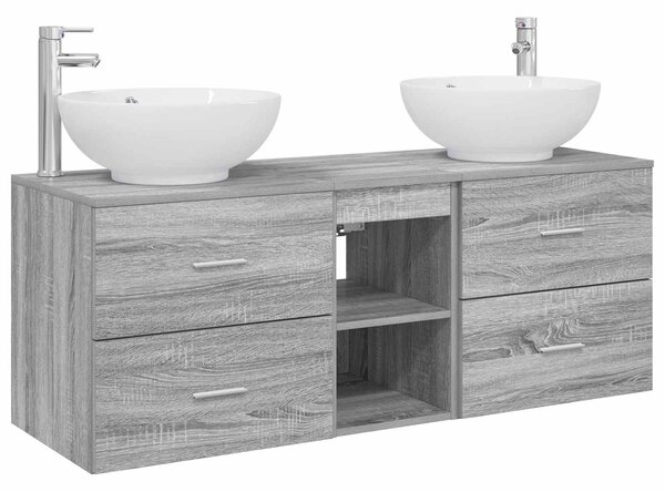 Sada koupelnového nábytku 3 ks Šedý Sonoma 129 x 44,5 x 80 cm 3405904