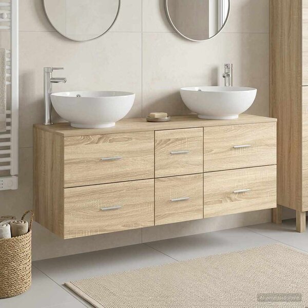 Sada koupelnového nábytku 3 ks Dub sonoma 129 x 44,5 x 80 cm 3405909