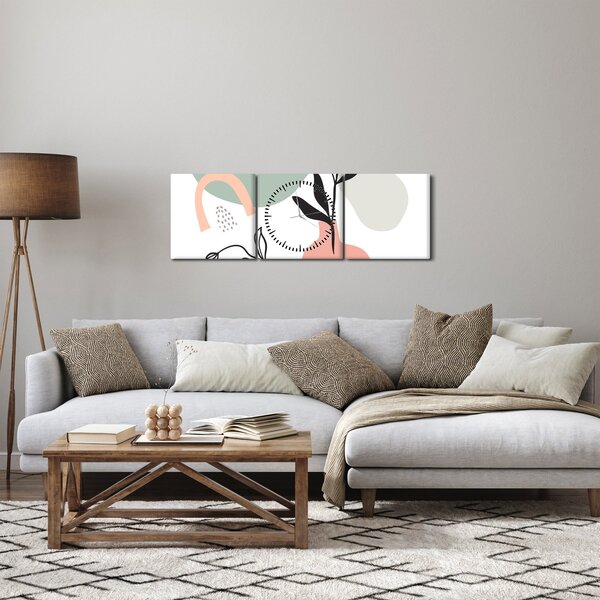 Obraz - Květiny ve váze N⁰3 (s hodinami) (90x30 cm)