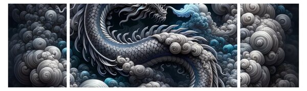 Obraz - Drak v dýmu (170x50 cm)