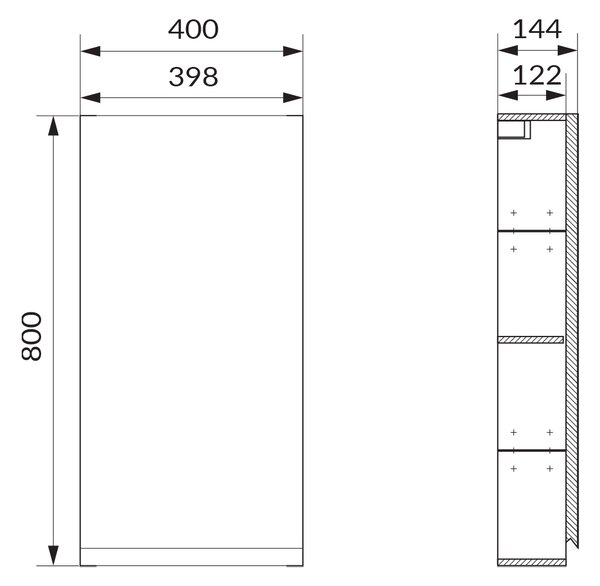 Cersanit Moduo skříňka 40x14.4x80 cm se zrcadlem béžová S590-108-DSM