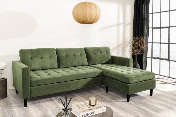 Rohová pohovka STOCKHOLM 220 CM zelená manšestr UNI Nábytek | Obývací pokoj | Sedací soupravy a pohovky | Sedací soupravy | Rohové
