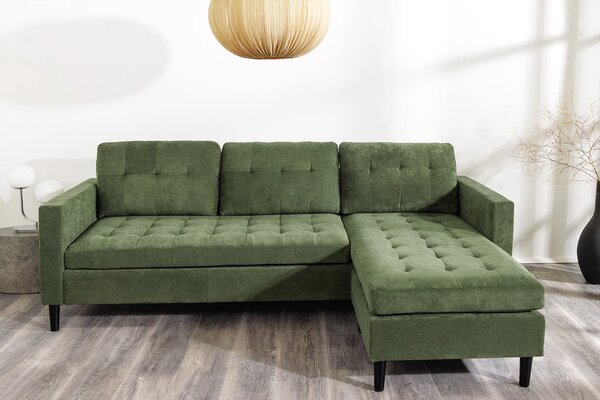 Rohová pohovka STOCKHOLM 220 CM zelená manšestr UNI Nábytek | Obývací pokoj | Sedací soupravy a pohovky | Sedací soupravy | Rohové