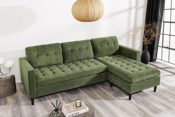 Rohová pohovka STOCKHOLM 220 CM zelená manšestr UNI Nábytek | Obývací pokoj | Sedací soupravy a pohovky | Sedací soupravy | Rohové