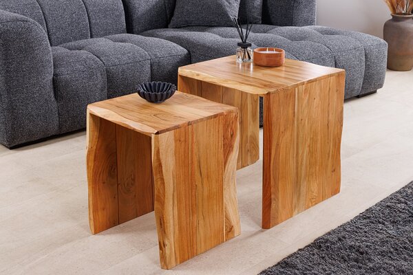 2SET odkládací stolek MAMMUT 50/40 CM masiv akácie Nábytek | Doplňkový nábytek | Odkládací stolky