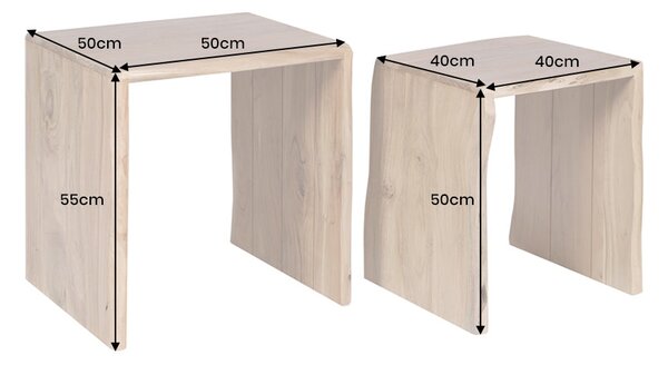 2SET odkládací stolek MAMMUT 50/40 CM masiv akácie Nábytek | Doplňkový nábytek | Odkládací stolky
