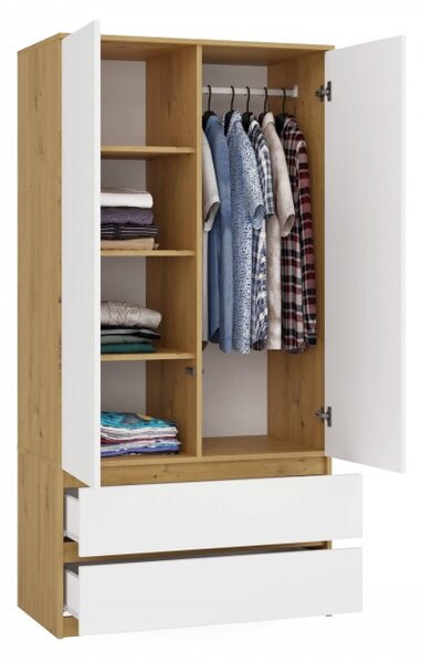 Šatní skříň do předsíně 90 cm TAAVI - dub artisan / bílá