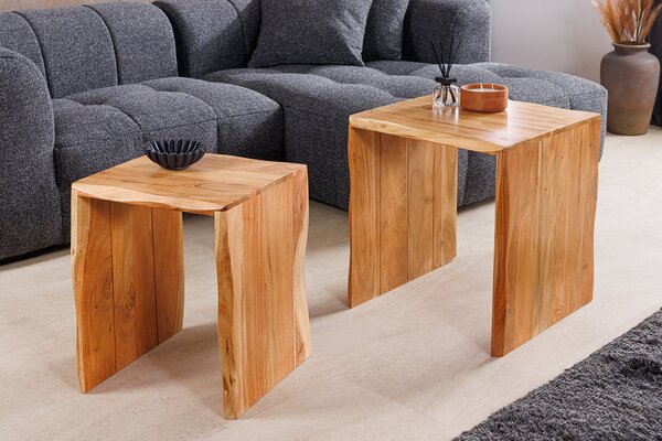 2SET odkládací stolek MAMMUT 50/40 CM masiv akácie Nábytek | Doplňkový nábytek | Odkládací stolky
