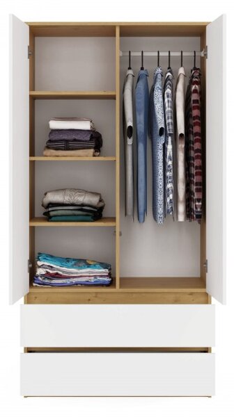 Šatní skříň do předsíně 90 cm TAAVI - dub artisan / bílá