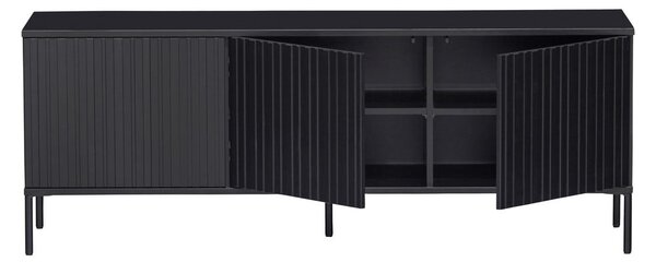 Černý TV stolek z borovicového dřeva 150x56x44 cm Gravure – WOOOD