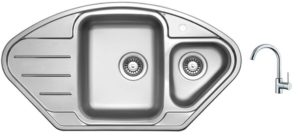 Nerezový dřez Sinks LOTUS 945.1 V 0,8mm leštěný + Dřezová baterie Sinks MIX 35 chrom
