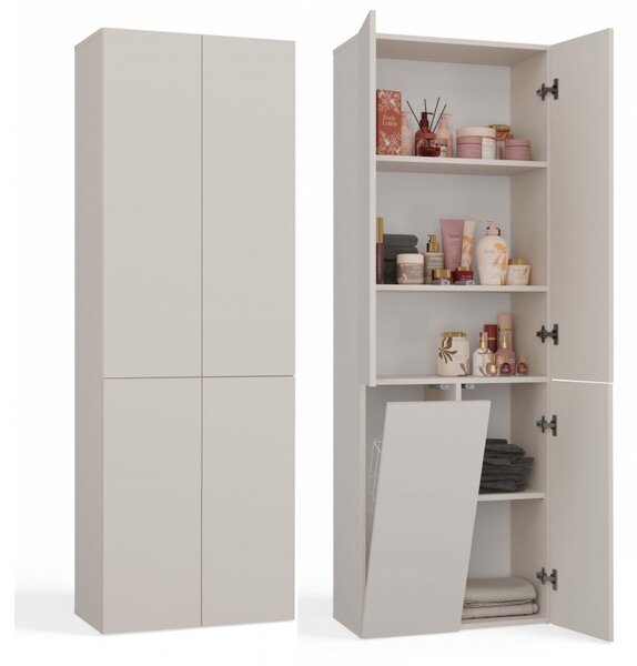 Koupelnová skříňka 60 cm s košem na prádlo ATSO 5 - kašmír