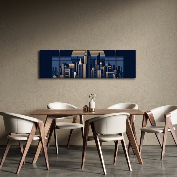 Obraz - Geometrické město (170x50 cm)
