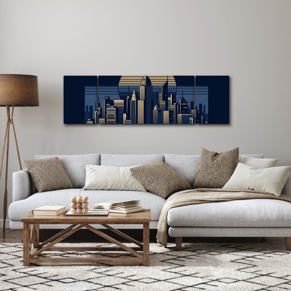 Obraz - Geometrické město (170x50 cm)