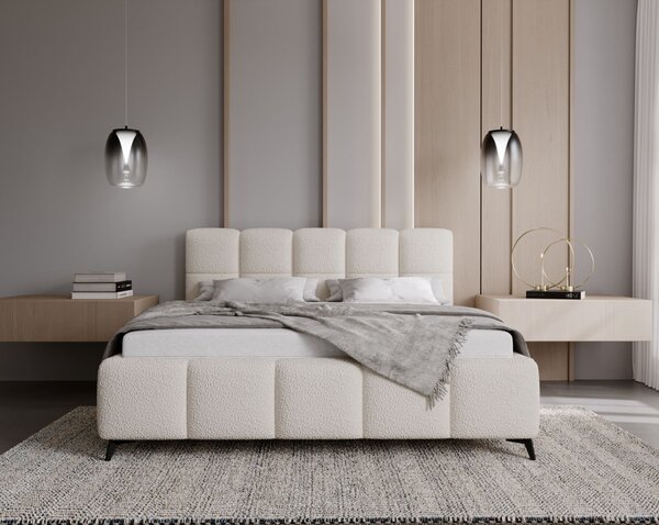 Čalouněná postel 160x200 ARMINDA 2 s úložným prostorem - krémově bílá