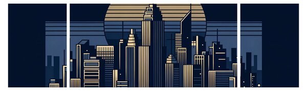 Obraz - Geometrické město (170x50 cm)