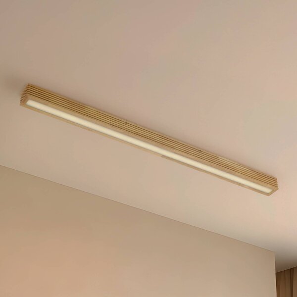 Lucande LED stropní svítidlo Emara, světlé dřevo, dub, stmívatelné, stmívatelný, Světlé dřevo, Obývací pokoj / jídelna, Dřevo, Design