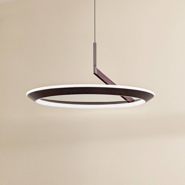Lucande LED závěsné světlo Eldra, kávově hnědé, Ø 55 cm,, stmívatelný, Hnědá / rez, Obývací pokoj / jídelna, kov, Moderní