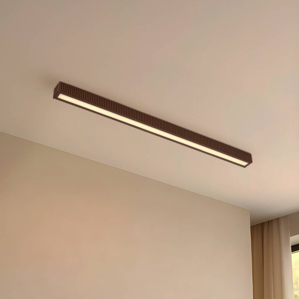 Lucande LED stropní svítidlo Emara, tmavé dřevo, dub, stmívatelné, stmívatelný, Tmavé dřevo, Obývací pokoj / jídelna, Dřevo, Design