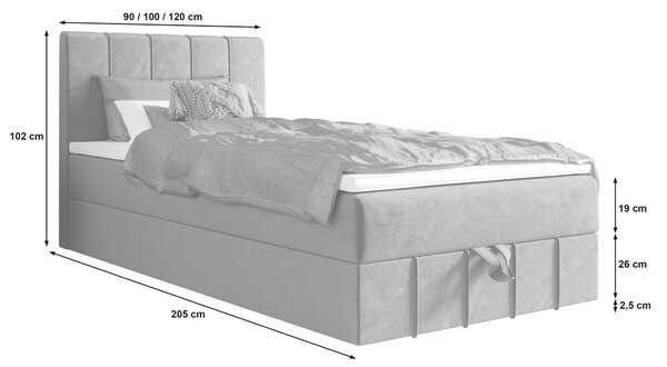Jednolůžková boxspringová postel 100x200 MADLEN 1 - béžová