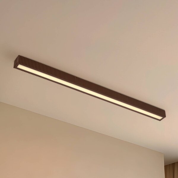 Lucande LED stropní svítidlo Emara, tmavé dřevo, dub, stmívatelné, stmívatelný, Tmavé dřevo, Obývací pokoj / jídelna, Dřevo, Design
