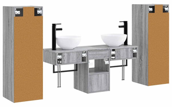 Sada koupelnového nábytku 5 ks Šedý Sonoma 33 x 34,5 x 100 cm 3405969