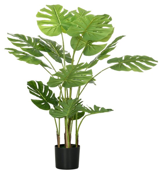 HOMCOM Umělé rostliny, Umělá Monstera Deliciosa, 120 cm umělá rostlina s 15 větvemi, pokojová rostlina, umělý strom, dekorace do interiéru, zelená | A