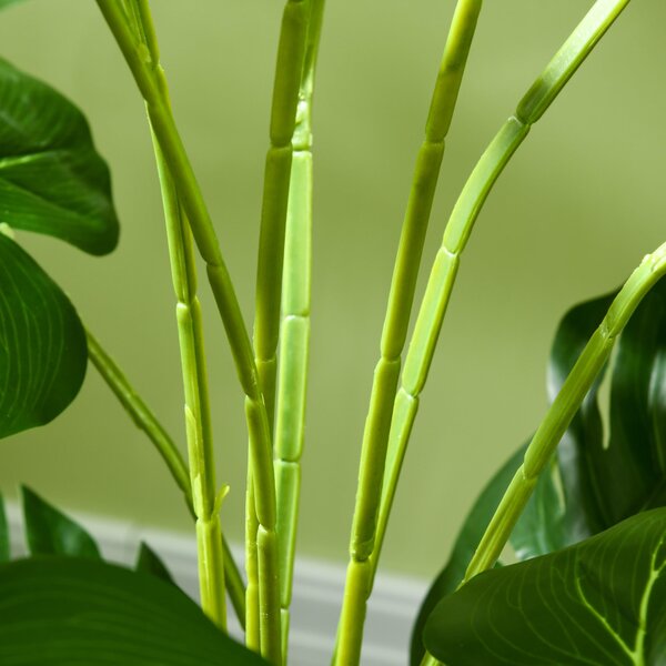 HOMCOM Umělé rostliny, Umělá Monstera Deliciosa, 120 cm umělá rostlina s 15 větvemi, pokojová rostlina, umělý strom, dekorace do interiéru, zelená | A
