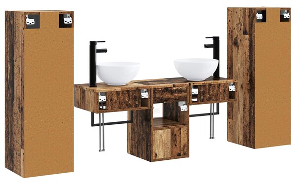 Sada koupelnového nábytku 5 ks Staré dřevo 33 x 34,5 x 100 cm 3405971