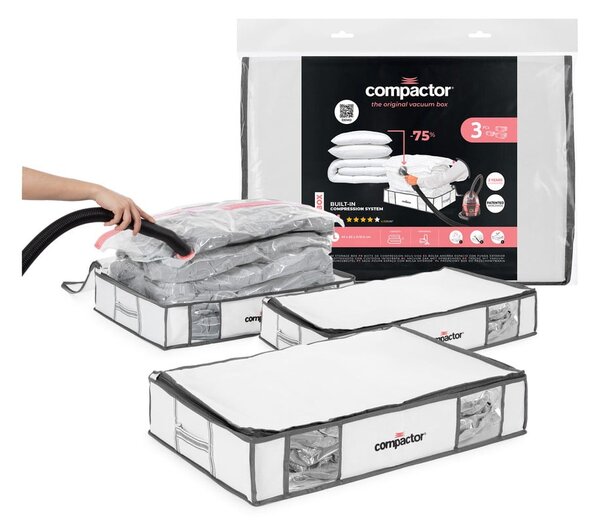 Vakuové vyztužené látkové úložné boxy na oblečení v sadě 3 ks 45x65x15,5 cm Life – Compactor