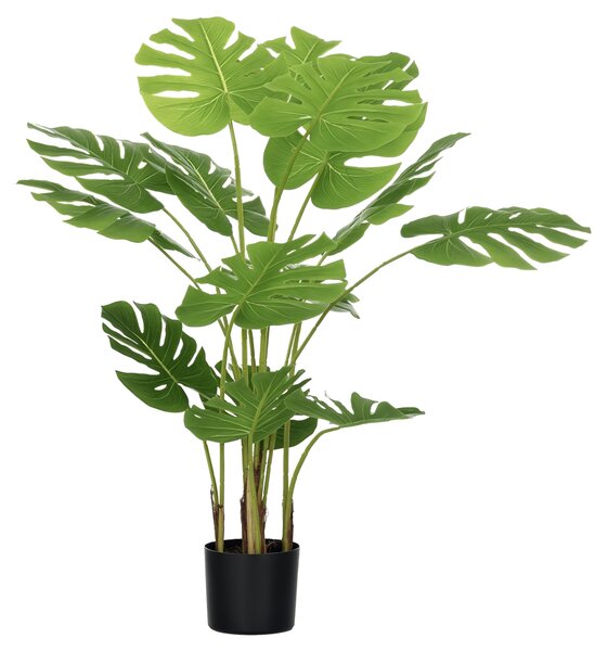 HOMCOM Umělé rostliny, Umělá Monstera Deliciosa, 120 cm umělá rostlina s 15 větvemi, pokojová rostlina, umělý strom, dekorace do interiéru, zelená | A