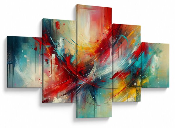 Obraz - Abstrakce s červenou (125x70 cm)