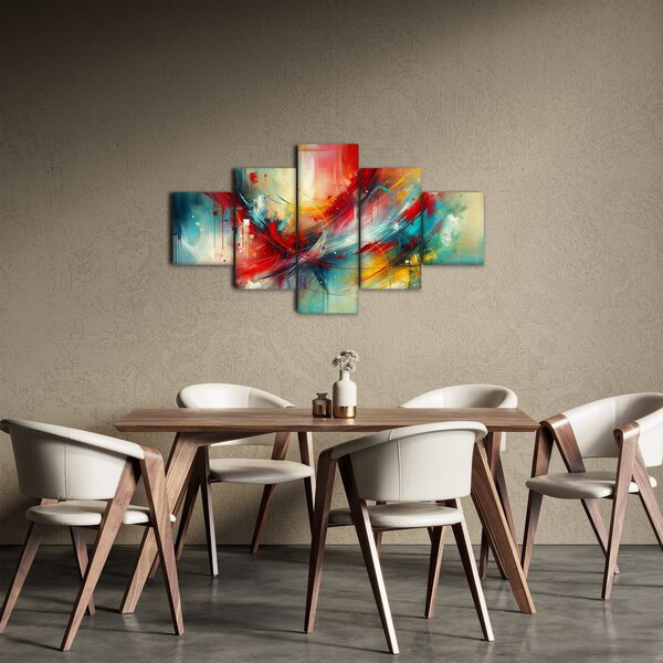 Obraz - Abstrakce s červenou (125x70 cm)