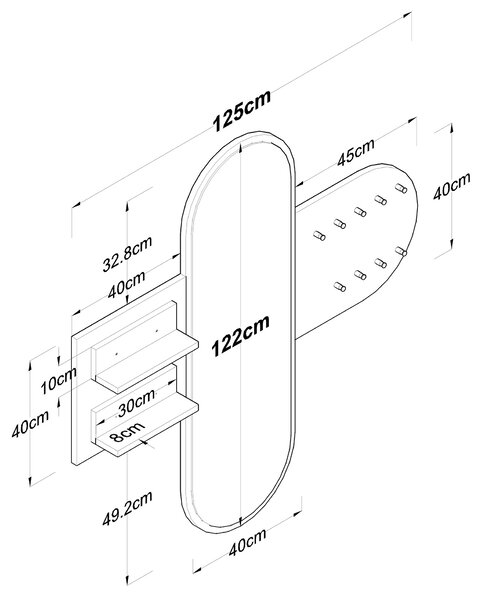Předsíňová sestava Pixie 3 (Bílá + Ořech) (se zrcadlem)