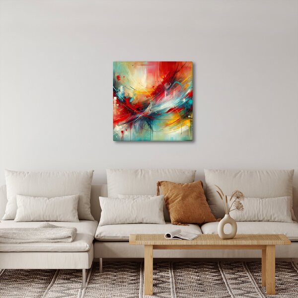 Obraz - Abstrakce s červenou (30x30 cm)