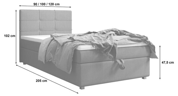 Jednolůžková postel 100x200 STIG 7 s úložným prostorem - růžová