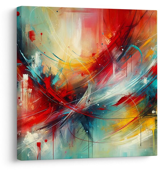 Obraz - Abstrakce s červenou (30x30 cm)