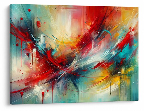 Obraz - Abstrakce s červenou (70x50 cm)